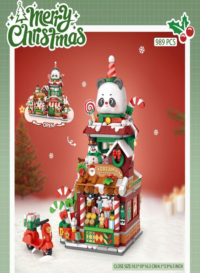 MEIEST Mini Christmas City Shop Street View Building Blocks Set,Simulation Foldable Architecture Collection Construction Building Bricks Toy,Home Decor (Panda Christmas Shop) - Image 3